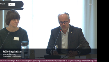 Oda Sjøvoll og Ståle Onsgard Sagabråten. Foto: Skjermbilde fra Stortingets strømming