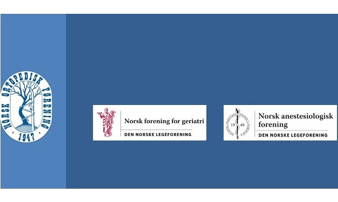 Logoene til de tre organisasjonene som har samarbeidet om Retningslinjer for tverrfaglig behandling av hoftebrudd.
