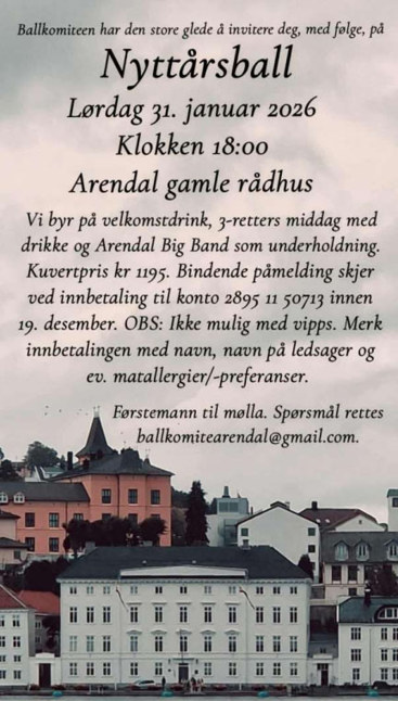 Nyttårsball banner for Aust-Agder legeforening.