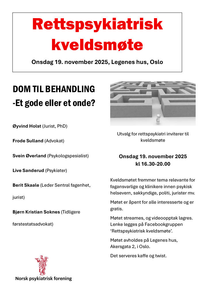 Plakat i rødt, svart, grått og hvitt med informasjon om møtet.