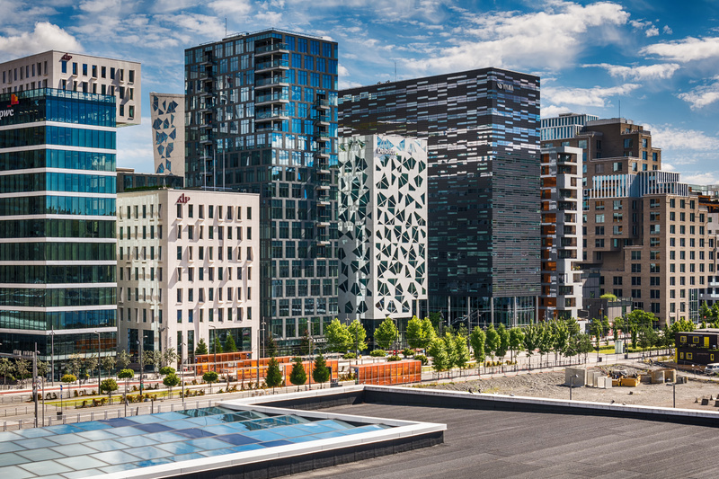 Gater i Oslo med skandinavisk arkitektur. Bilde av Barcode