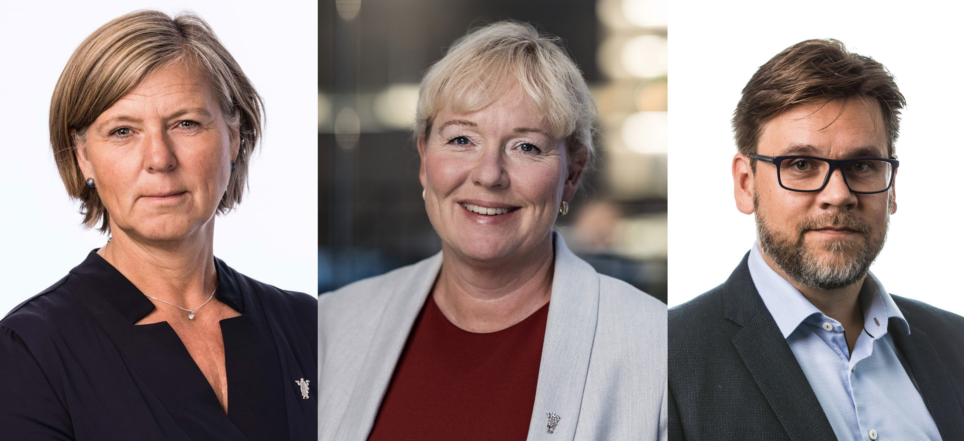 President Anne-Karin Rime i Legeforeningen (t.v.), leder Marte Kvittum Tangen i Norsk forening for allmennmedisin og leder Nils Kristian Klev i Allmennlegeforeningen er enige om at «E-legen» er en dårlig idé. Foto: Legeforeningen/Thomas B. Eckhoff