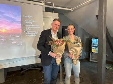Henning Hallerud og Cindy Treland, foredragsholdere på Buskerud legeforenings årsmøte i april 2025.