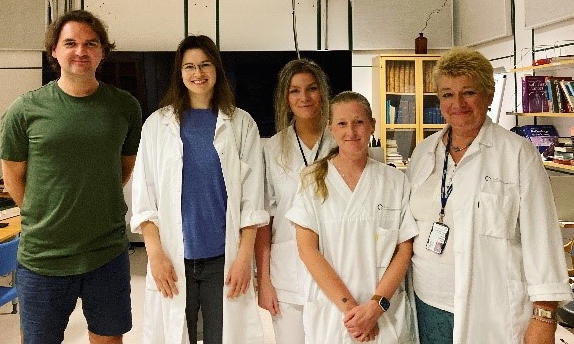 På bildet er fra venstre: Anton Baysa, Joanna E. Sawicka, Sunniva Bjerkesli Segtnan, Tine Johnsrud Hammer, Gitta Turowski (faggruppeleder).