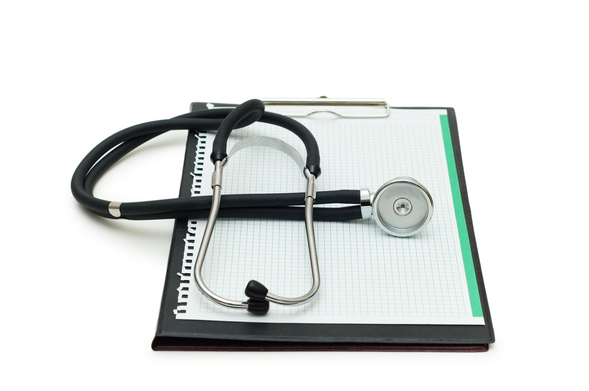 Skriveblokk og stetoskop