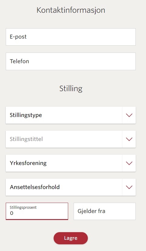 Kontaktinformasjon - arbeidsforhold
