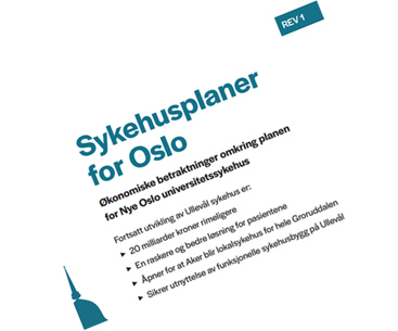 Bilde av forsiden av rapporten: Sykehusplaner i Oslo, økonomi.