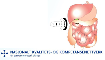 Nasjonalt kvalitets- og kompetansenettverk logo og bilde av gastroenterologisk ultralyd.