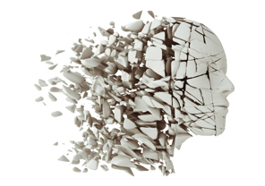 Et hvitt hode som går i oppløsning. Illustrasjon: Istockhoto.com