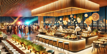 Illustrasjonsbilde av fest med matservering