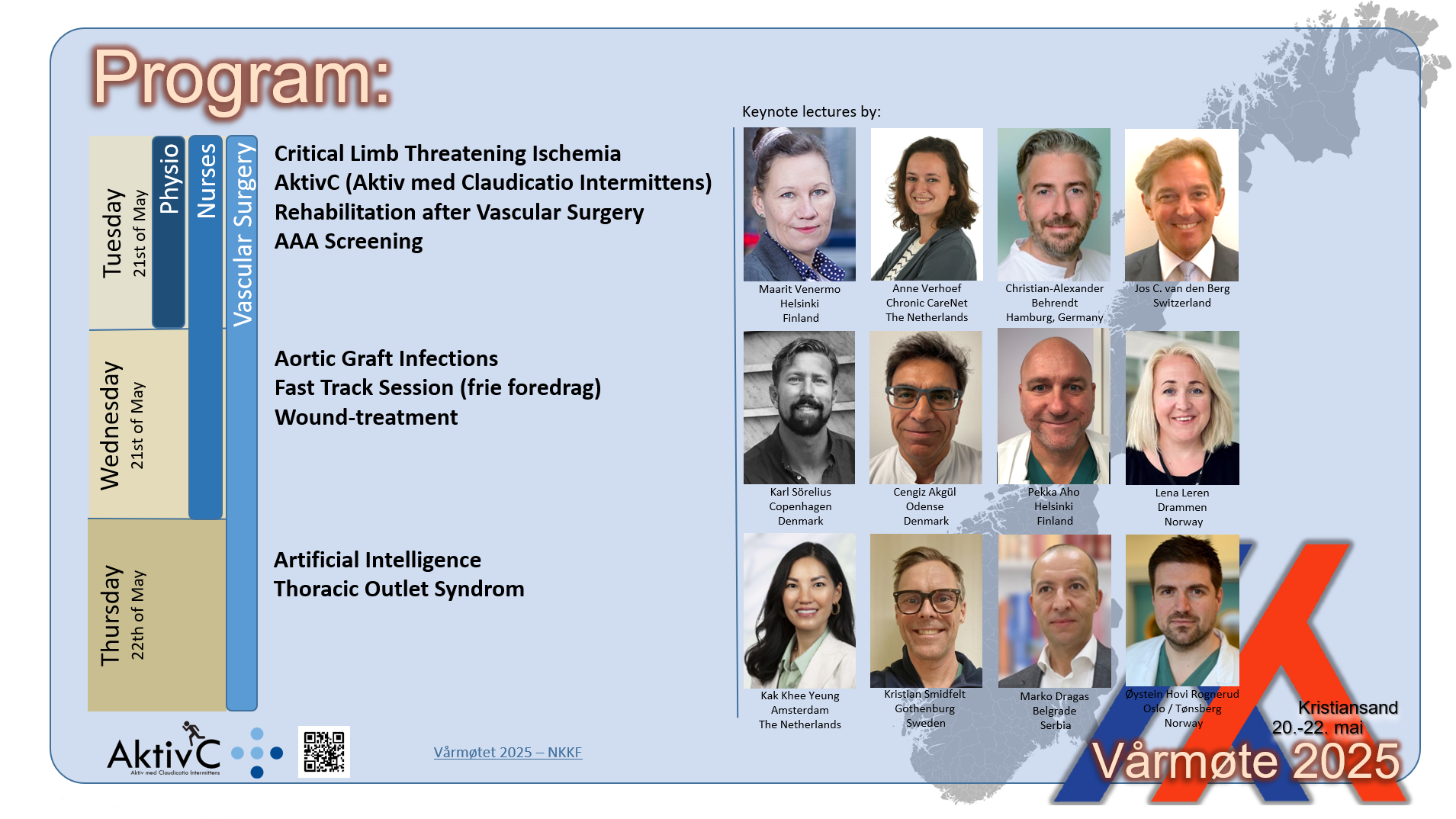 Bilde av programmet til Norsk karkirugisk forening sitt vårmøte 2025.