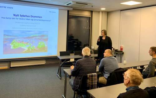 Bilde fra diskusjon om det nye sykehuset i Drammen