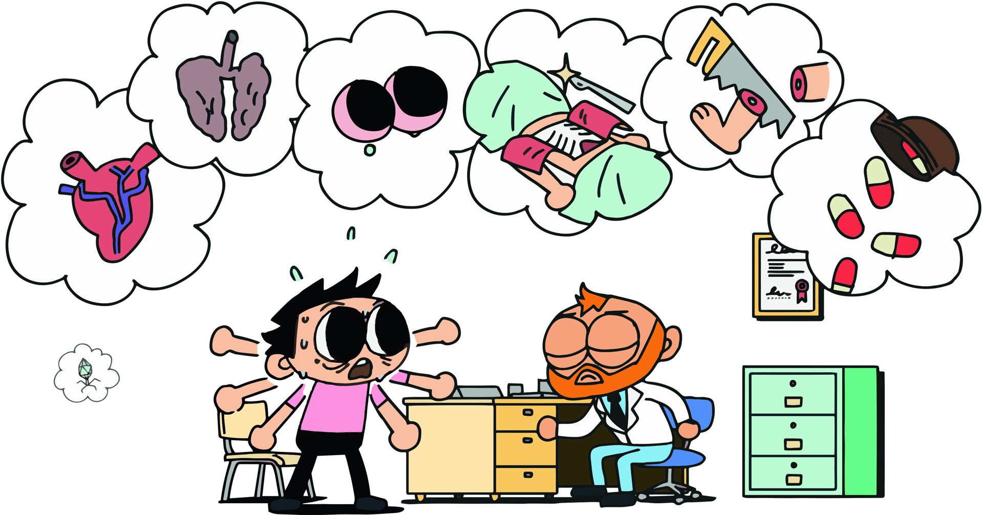 Tegning av pasient som krisemaksimerer