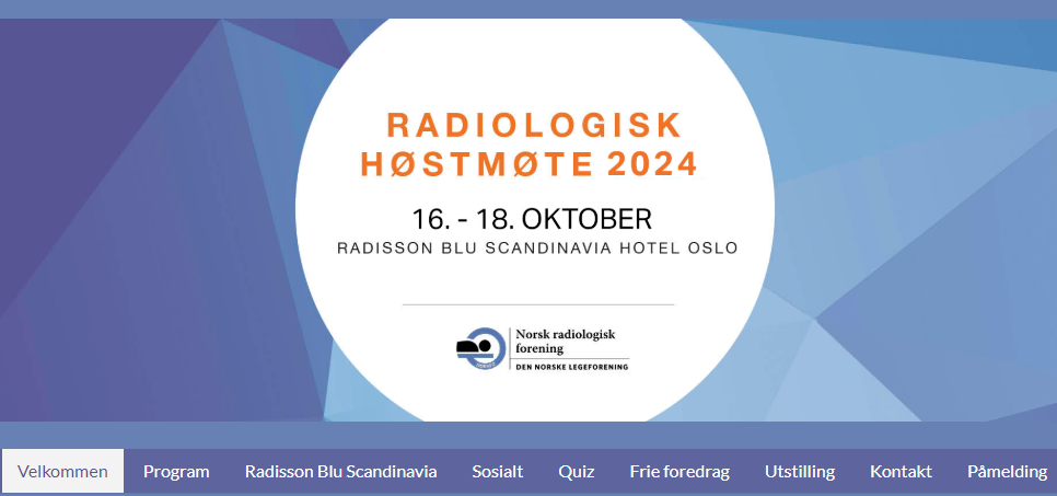 Logo til Radiologisk høstmøte 2024 på blå bakgrunn.