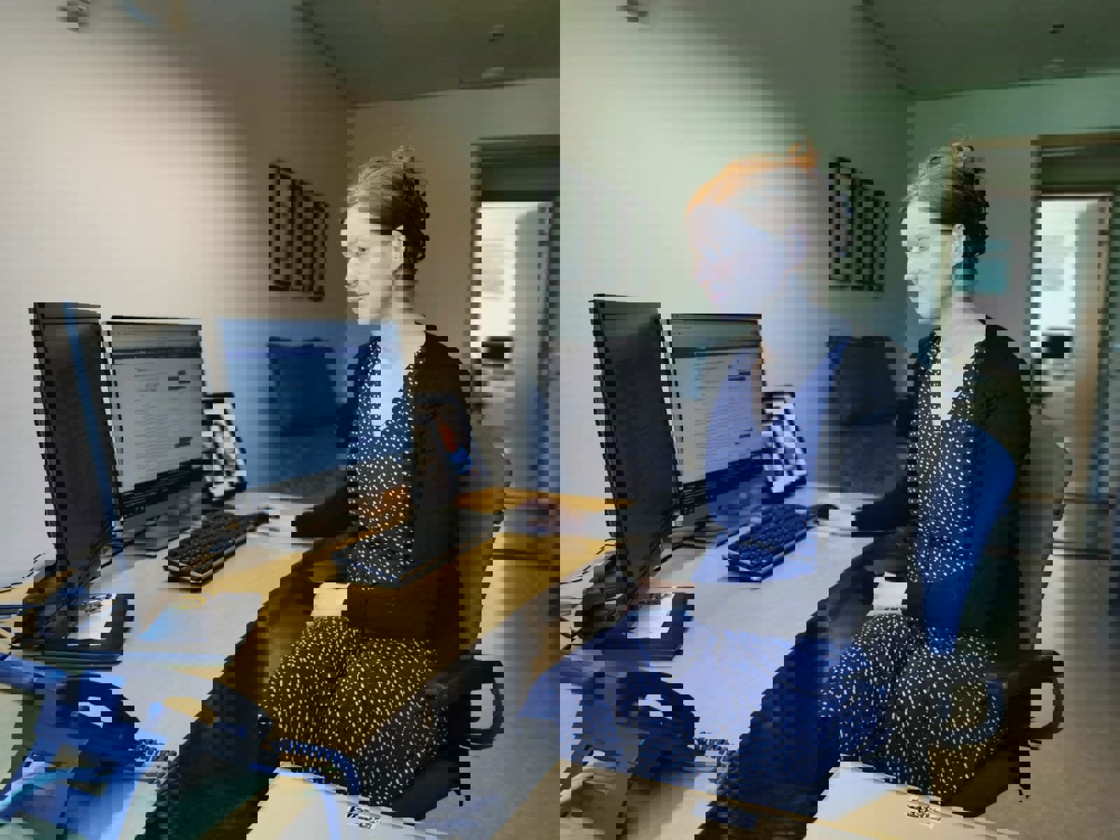 Woman sitting in front of computer