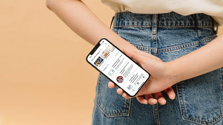 Legeforeningens app på en telefon. Foto: Akademikerne pluss