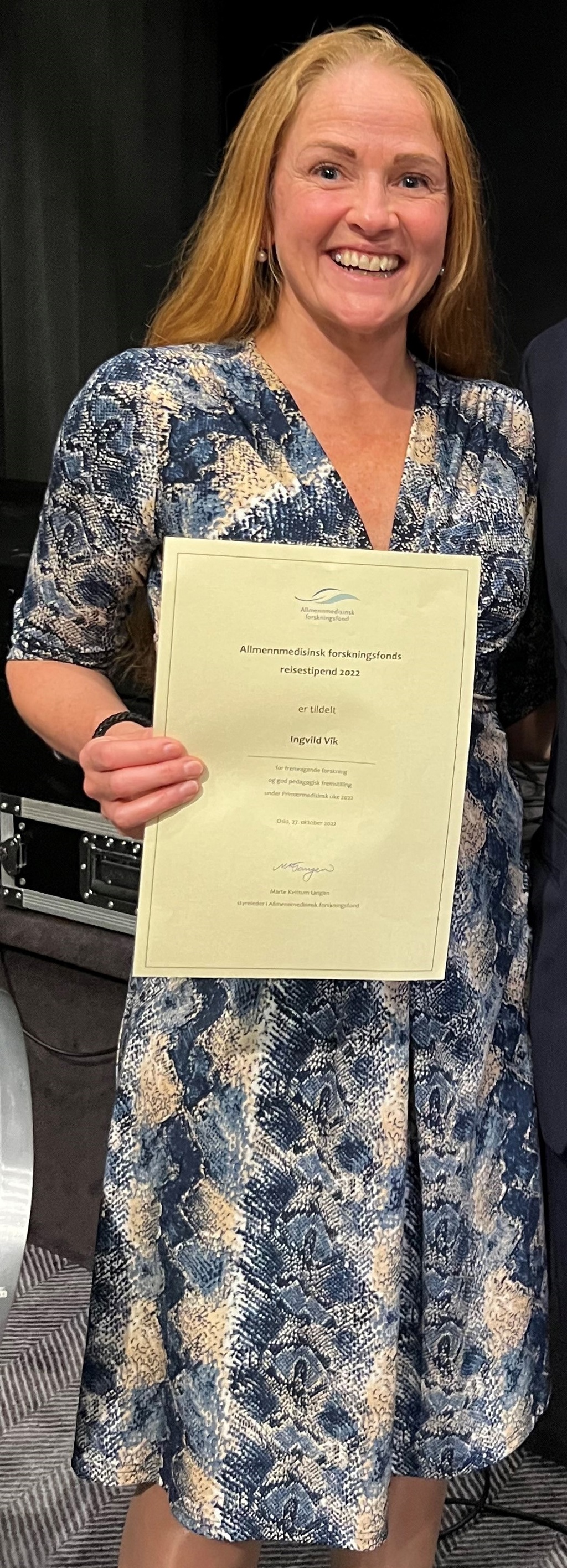 Vinner av AMFF reisestipend på PMU2022, Ingvild Vik foto Trygve Skonnord