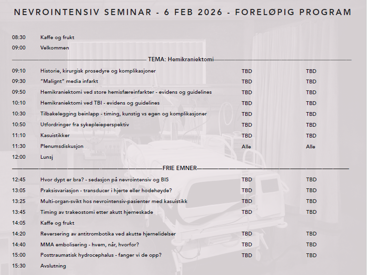 Her er programmet til nevrointensiv seminar 2026.
