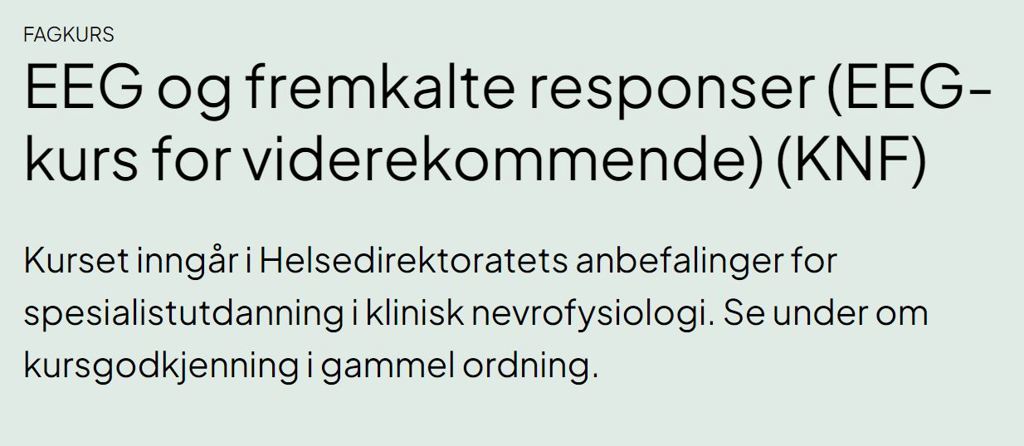 Kurs i EEG og Evoked Potentials