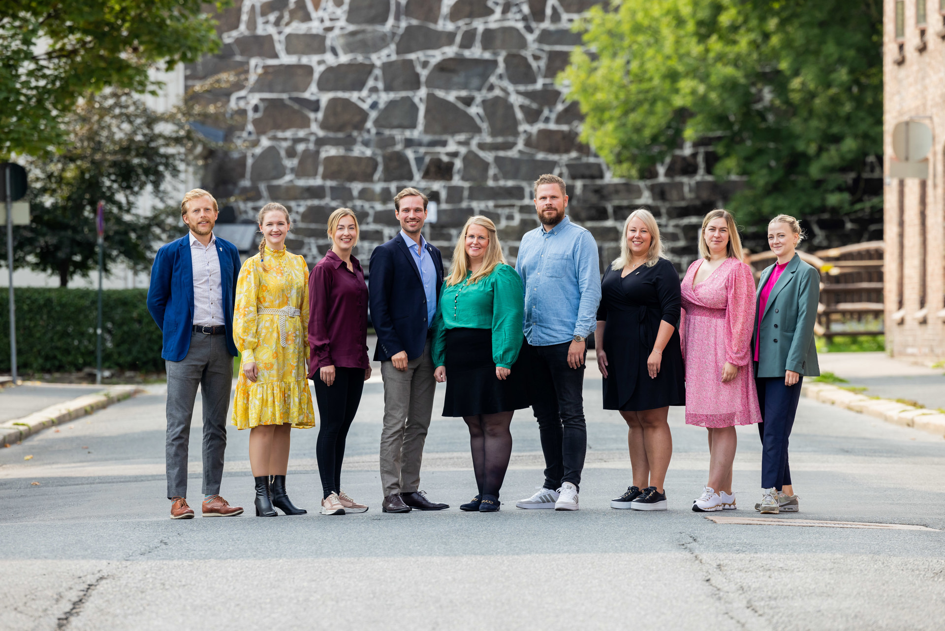 Fra venstre Lars Magnus Aker, Marit Vindal Forslund, Carolin Sparchholz, Tobias Solli Iveland (nestleder), Ingeborg Henriksen (leder), Andreas Aass-Engstrøm, Ingvild Skjerping Dahl, Therese Egenæs og Tova Stranger Mjønes (redaktør). Foto Legeforeningen/Sturlasson