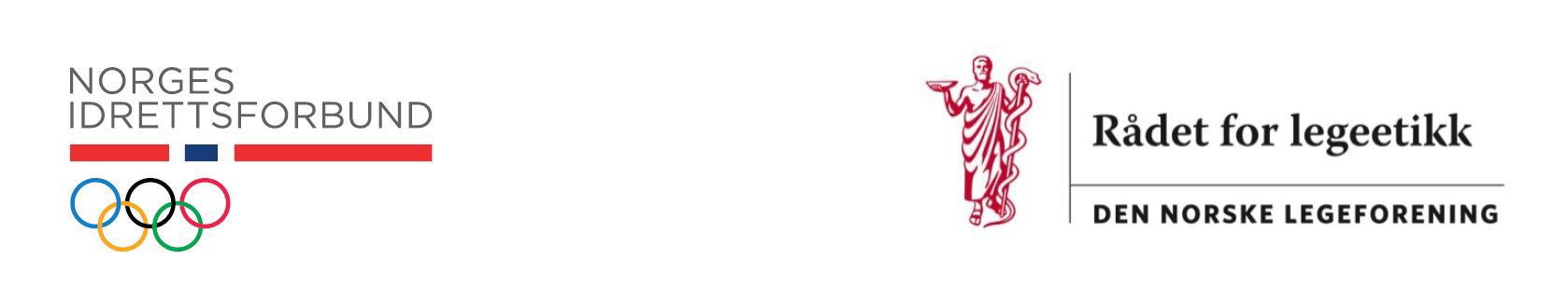 Norges idrettsforbund og Rådet for legeetikks logo.