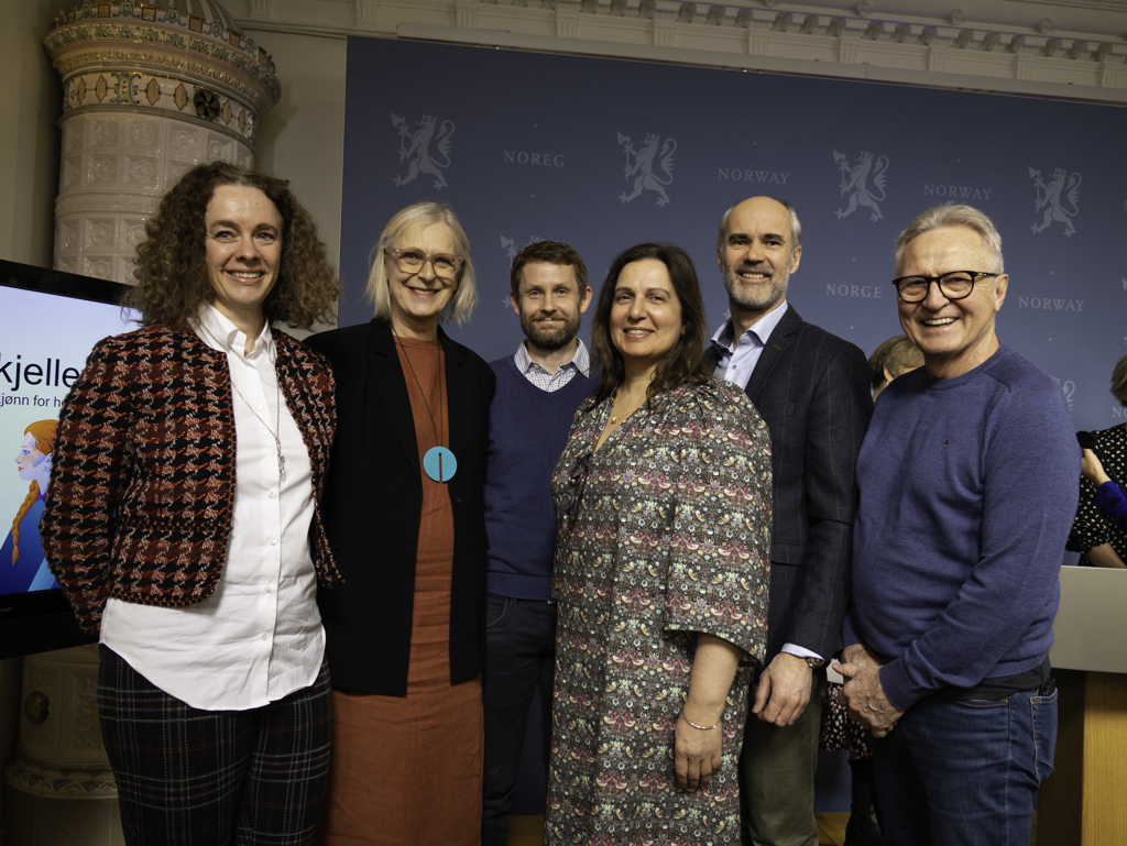 KVINNEHELSEUTVALGETS SEKS LEGER: Heidi Tiller (f.v), Maja-Lisa Løchen, Cato Innerdal, Tina Shagufta Munir Kornmo, Ståle Sagabråten og Hans Petter Fundingsrud. Foto: Legeforeningen/Troy Gulbrandsen.