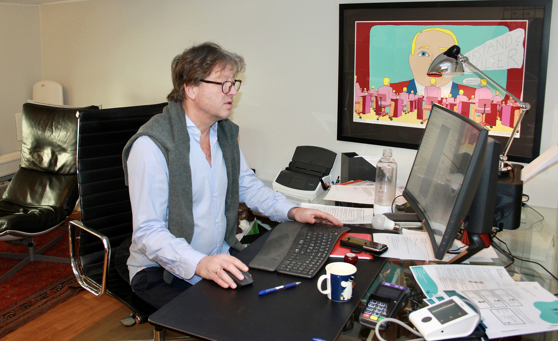 Bilde av Espen Anker på kontoret på Majorstuen.