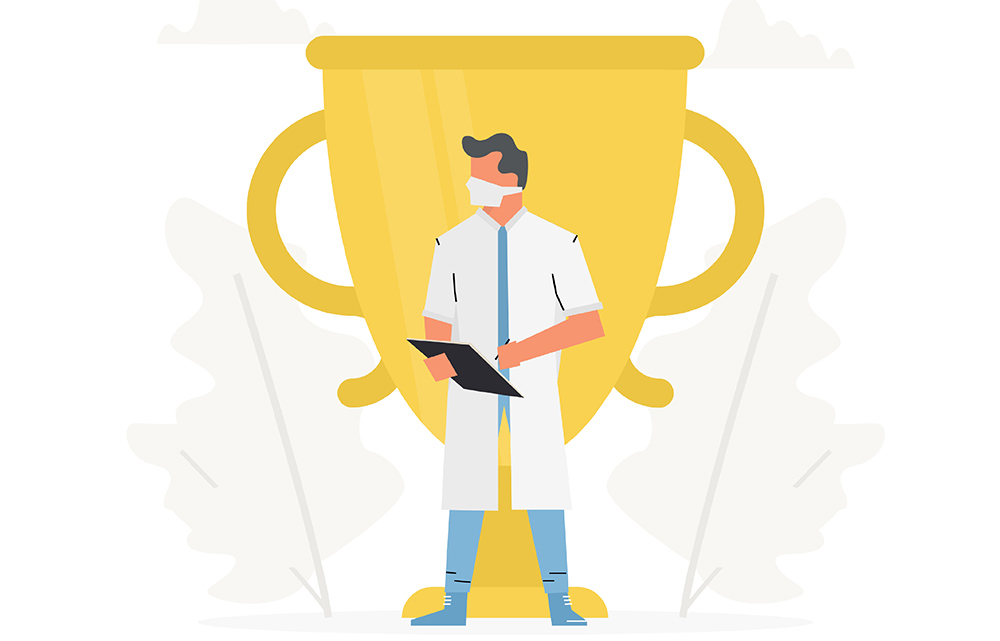 Bilde av Akershus-legen foran en pokal.