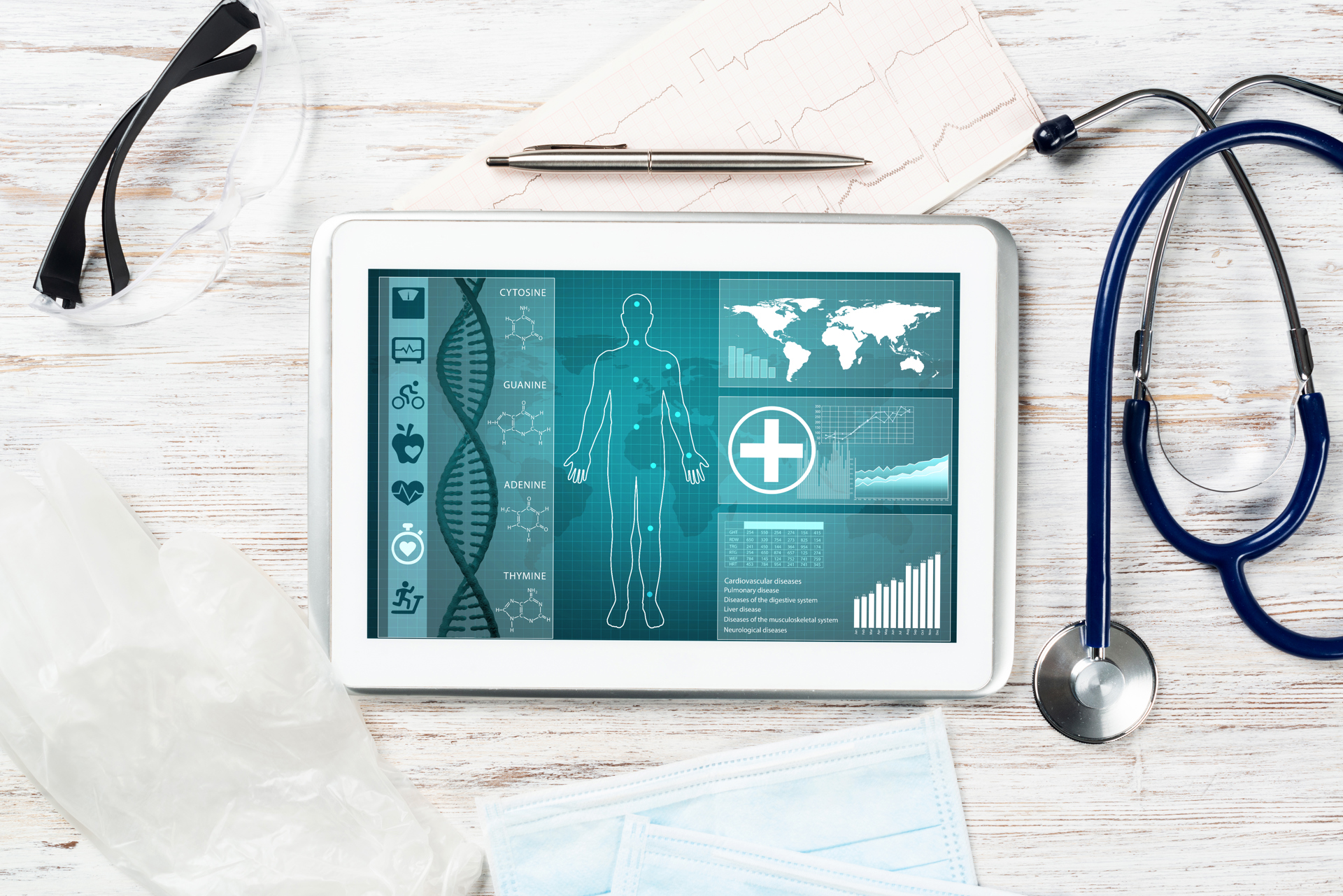 ipad research stethoscope. ill: Colourbox